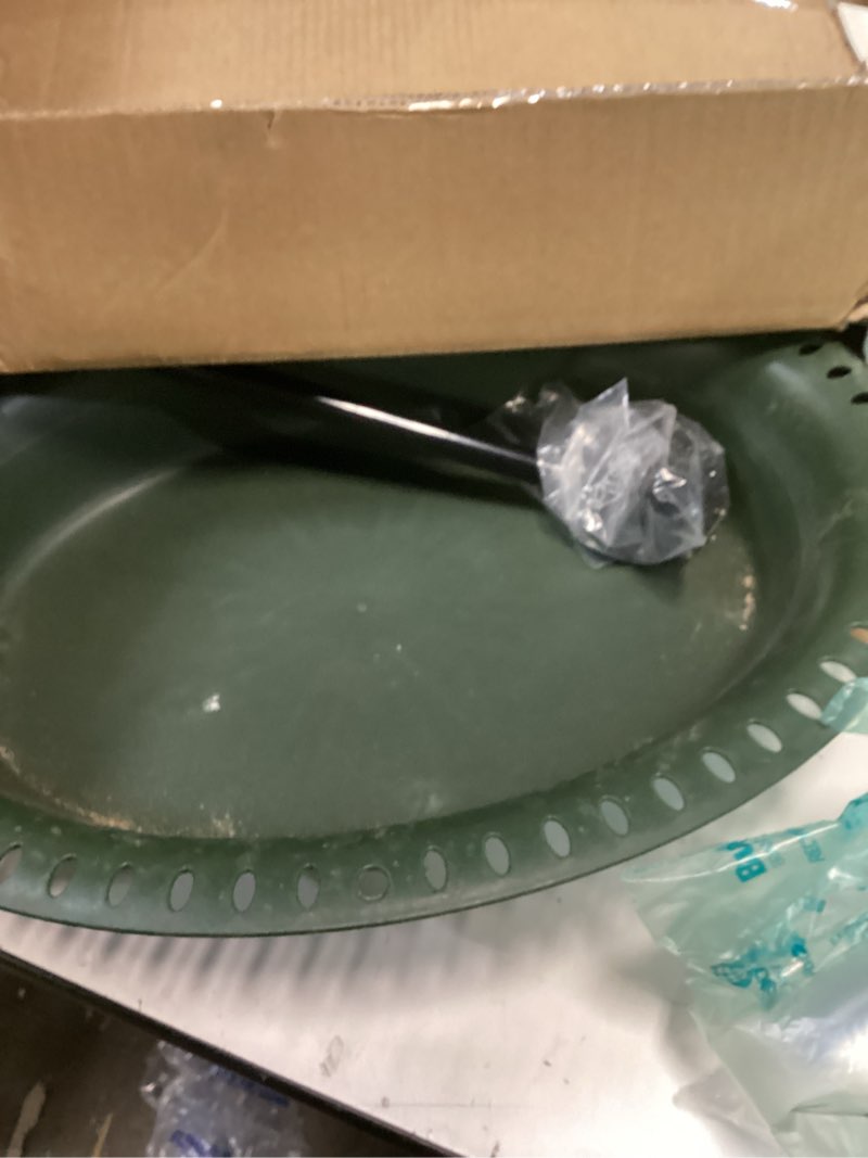 Condition photo showing As Is for Koutemie 1-¼ Gallon Detachable Freestanding Garden Bird Bath Bird Feeder Bowl with Metal Stake for Outdoor, Deep Green, 29 Inch