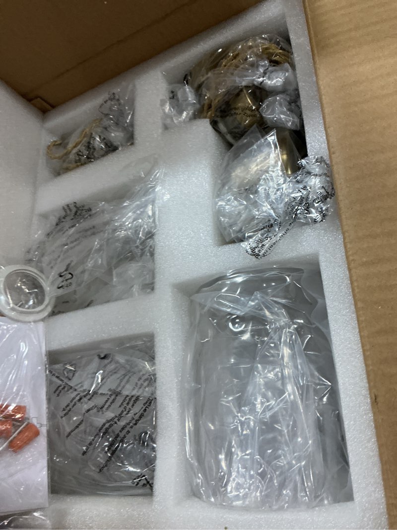 Condition photo showing Good Condition for MWZ Gold Pendant Lights Kitchen Island 3 Pack, Modern Hanging Kitchen Pendant Lighting Over Sink with Hammered Glass Shade,Small Chandeliers Fixtures Adjustable Cord Hanging Lighting for Dining Room Gold+Clear 3 Pack