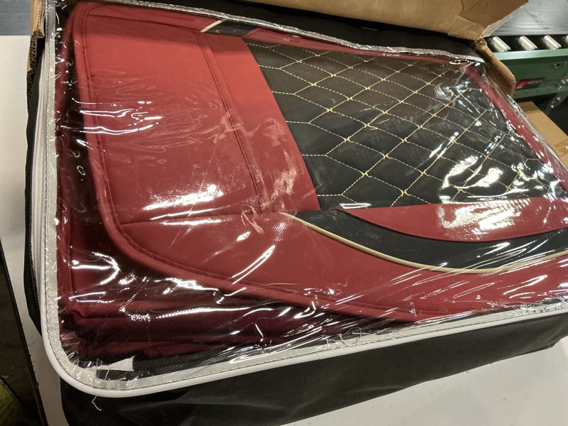 Condition photo showing New/Like New for sanqing car seat covers full set, super luxurious heavy universal duty waterproof leather automotive vehicle cover for cars suv pick-up truck, non-slip seat pink car accessories (full set/wine red)