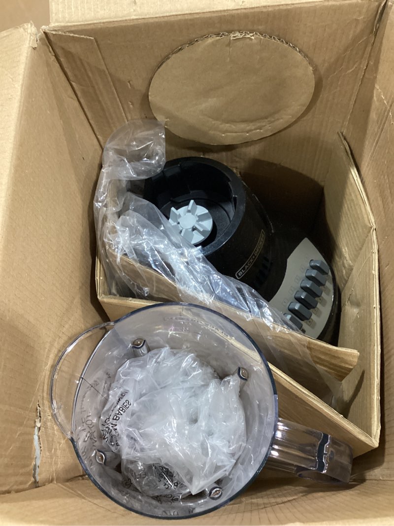 Condition photo showing As Is for black+decker crush master blender, 10-speeds with stainless steel blades, black, bl2010bp plastic
