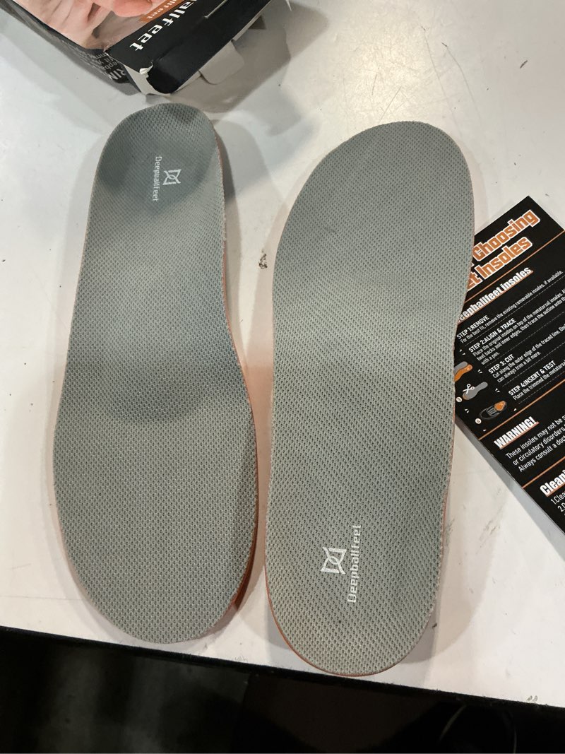 Condition photo showing As Is for metatarsalgia support insoles with built-in metatarsal pad for men women, shoe inserts for morton’s neuroma, ball of foot pain relief, orthotic arch support insoles for standing all day-e e(men's 8-9 / women's 9-10)--275mm dp02-met(grey)