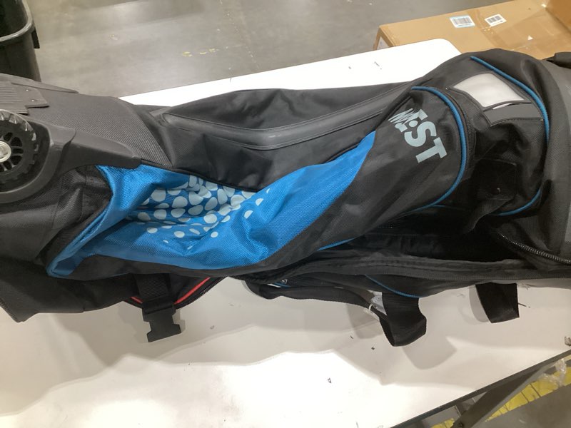 Condition photo showing As Is for golf travel bags for airlines with wheels, hard case top and 1680d heavy duty oxford protect golf clubs, lightweight and easy to maneuver ravenfire