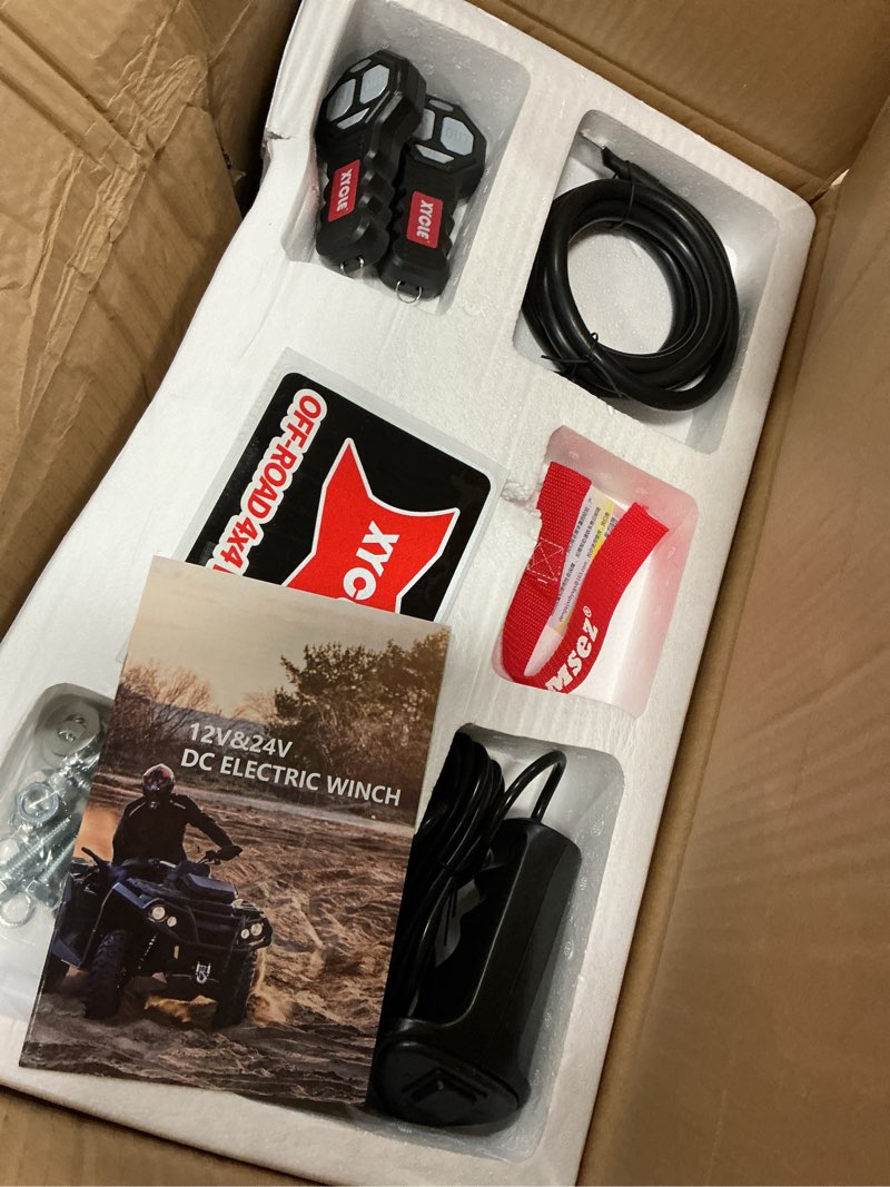 Condition photo showing Good Condition for 13500lbs Electric Winch 12V IP68waterproof Off-Road Vehicle Rescue winchs with2wireless Remote Controls and1/2"Synthetic Rope Suitable for Towing SUVs,Loggers,Trucks,Trailers,Jeeps,4WD(Black) 13.5K