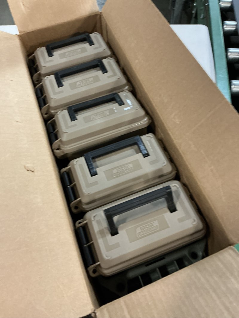 Condition photo showing Good Condition for MTM AC5C 5-Can Ammo Crate Mini, Convenient size, Store 650 rounds of 9mm bulk ammo, Stackable, easy carry and transport of multi-caliber ammo, Rugged tactical carrying crate