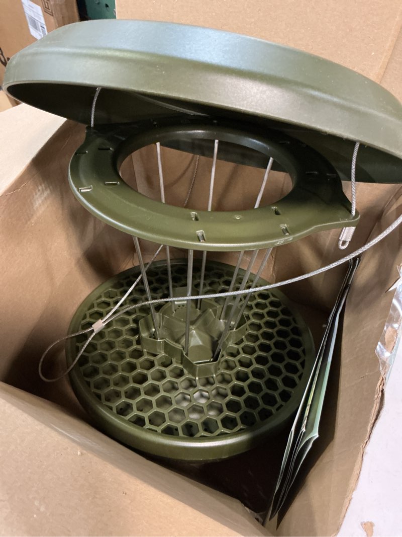 Condition photo showing Good Condition for swissinno bird feeders - no mess fat ball/suet feeder for outdoors hanging - smart birds lucerne spill proof wild cardinal bird feeder with integrated seed catcher tray - green green lucerne