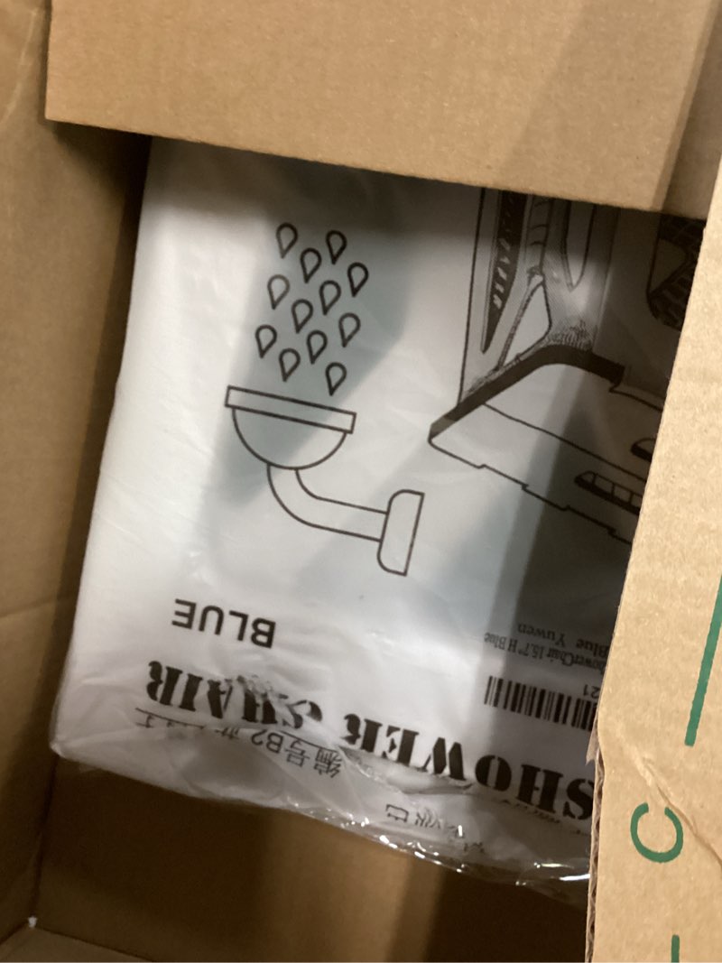 Condition photo showing As Is for Foldable Bath Shower Safety Chair Seat Blue, Foldable and Anti-Slip Bench Bathtub Stool for Elderly or Seniors (Foldable ShowerChair 15.7" H Blue Seat Size 12.4" x 8.3“) Foldable 15.7"H Blue