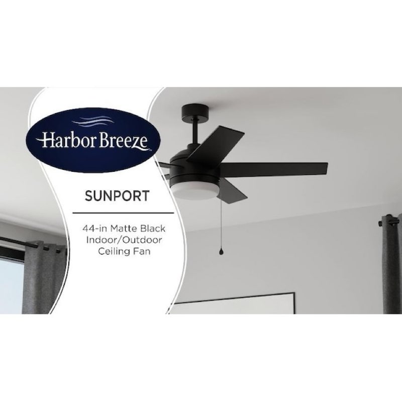 Harbor Breeze Sunport Easy2Hang 44-in Matte Black