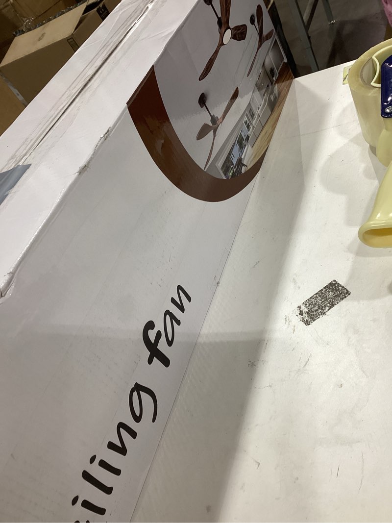 Condition photo showing Good Condition for 52" Ceiling Fans with Light with Remote Control Ceiling Fans with 3 Wood Blades, Solid Wood Ceiling Fan Indoor Outdoor for Dining Room, Living Room, Office, Farmhouse etc.… White + Original Wood 52-inch