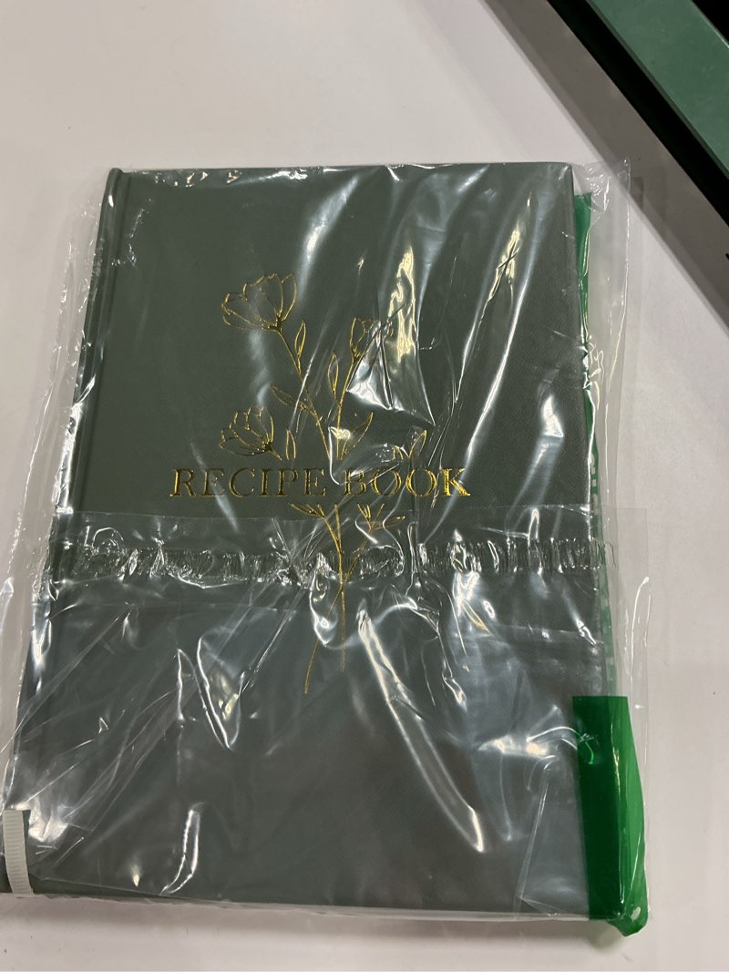 Condition photo showing Good Condition for lanpn blank recipe book cookbook to write in your own recipes, waterproof b5 empty cooking journal for 120 recipes, leather cover recipe notebook with stickers to organize your family recipes, green 7 x 10 inches flower a-green