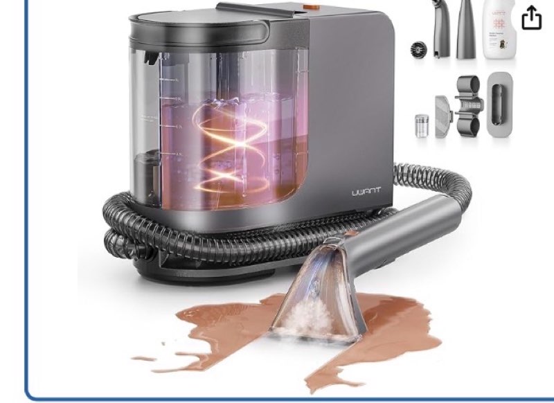 uwant Portable Carpet Cleaner with Steam& Heating System 18Kpa Powerful Suction Carpet Cleaner with 4 Cleaning Tools& Solution 2 in 1 Upholstery Cleaner Steam Cleaner for Pets, Car