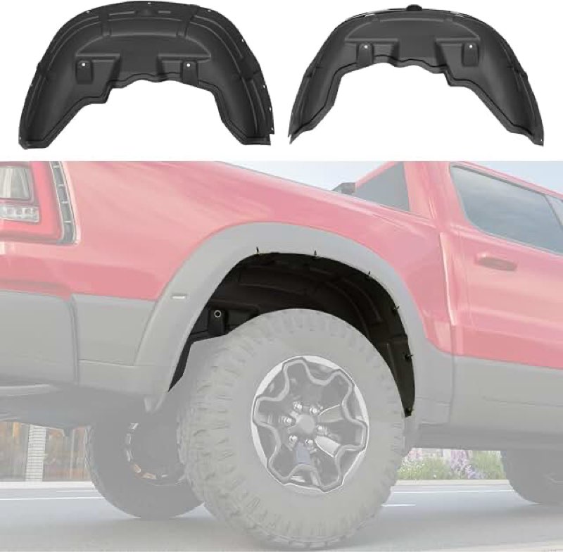 rear wheel well guard compatible with 2019-2026 dodge ram 1500 new body style rear inner fender liner wheel well liners replacement for 2019-2026 dodge ram accessories