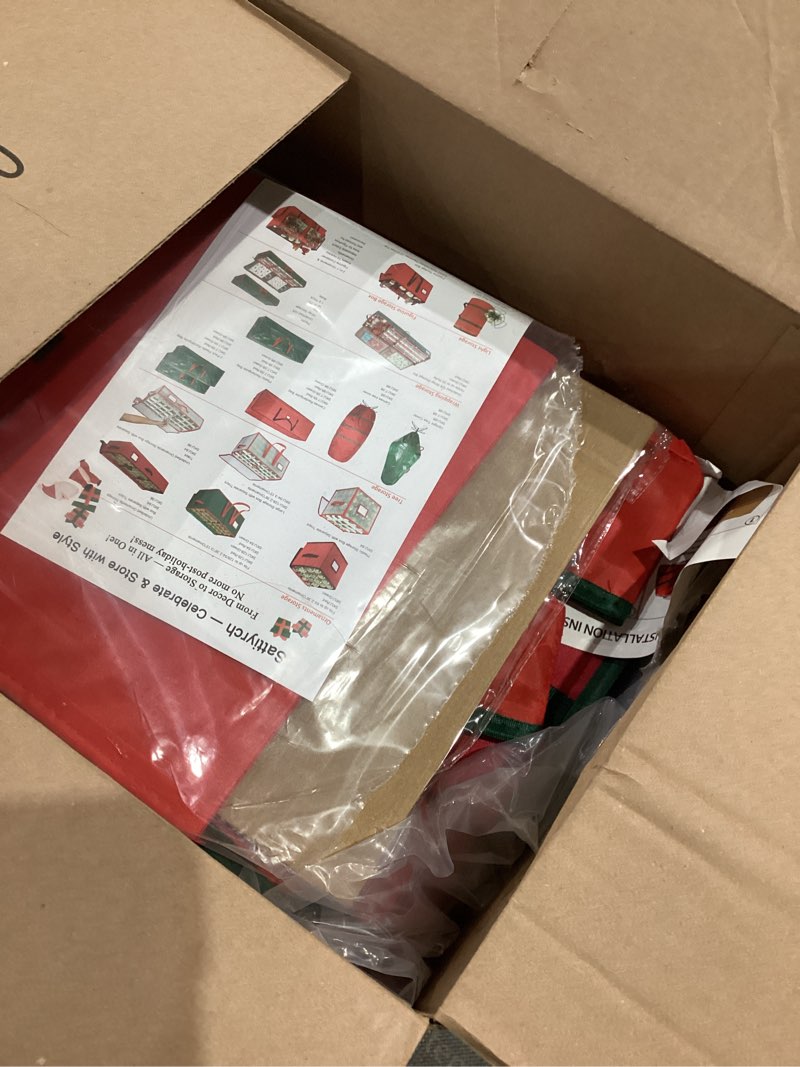 Condition photo showing As Is for Sattiyrch Large 2-in-1 Christmas Ornament Storage Box & Xmas Figurine Container - Easy Access Removable Trays, Keeps 73 Holiday Ornaments - Adjustable Extent Area for Figurines and Pockets