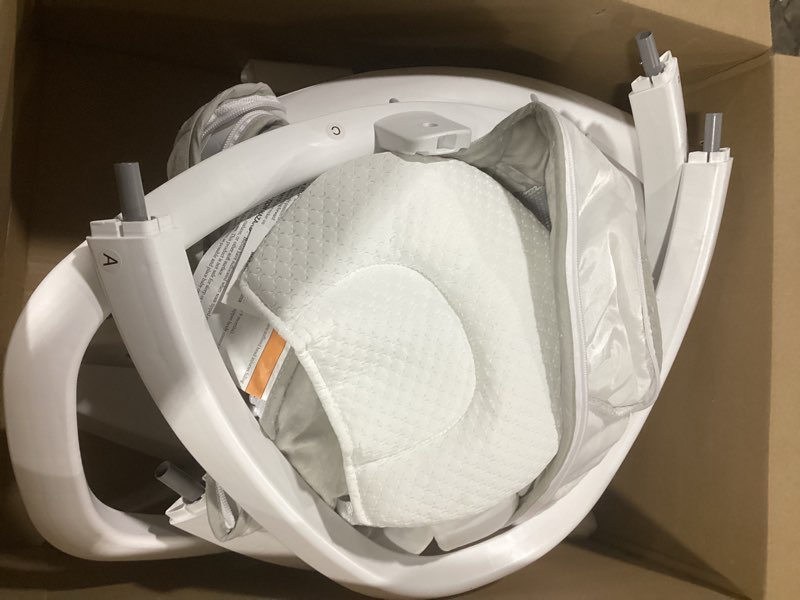 Condition photo showing Good Condition for 3-in-1 Baby Swing for Infants with Motion Detection, Electric Baby Swing with 3 Swing Modes, 12 Lullabies & 5-Speeds & Removable Swing Seat, BT Enabled & 360°Rotating Seat and Manual Remote, White