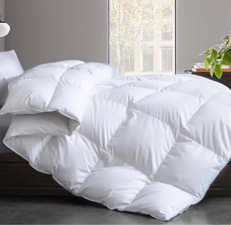 cosybay full size feather down fiber comforter ultra fluffy duvet insert, all season white cotton co