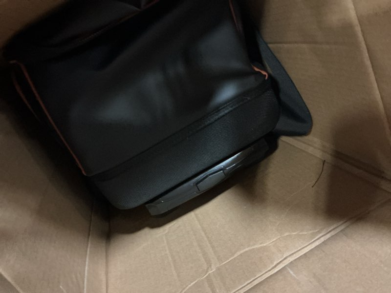 Condition photo showing Good Condition for 2 ball bowling bag with wheel,900d oxford waterproof pu,dual roller bowling bag with sturdy frame,large shoe compartment fits up to men’s 16,rolling bowling tote, handle extends to 39.5" black