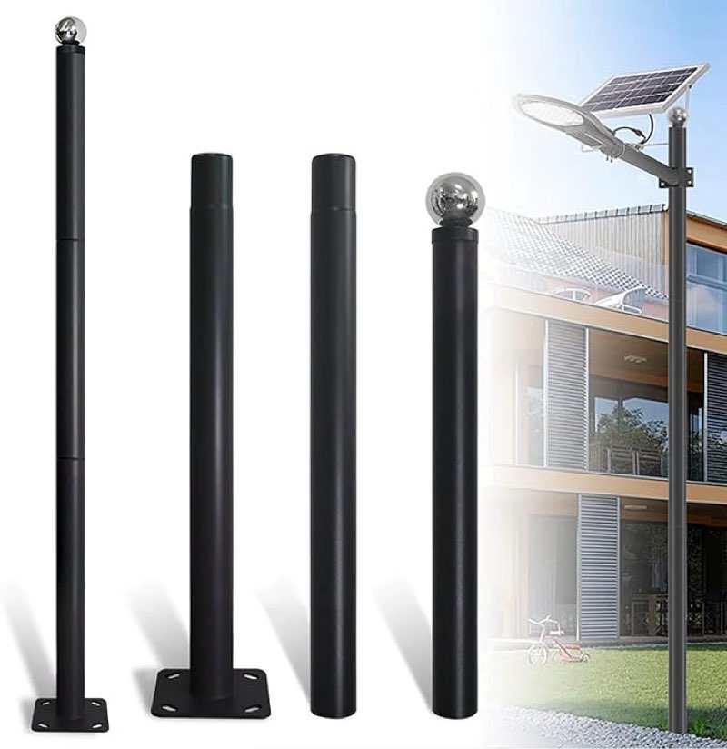  outdoor street light pole, solar split lamp post, galvanized steel lights poles with mounting accessory, for street, backyard, park, parking, patio, driveway pathway(4m/13ft)