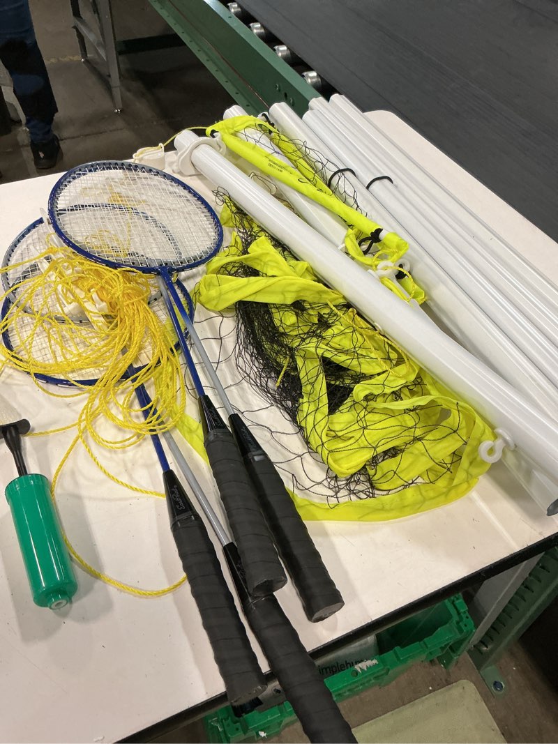 Condition photo showing As Is for eastpoint sports 2-in-1 volleyball and badminton set, adjustable height net set with all accessories