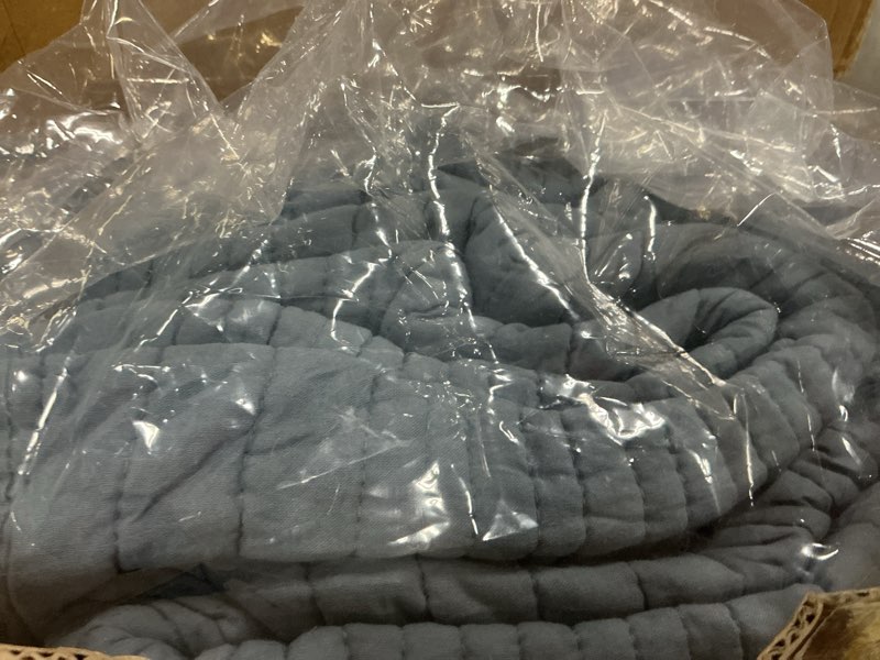 Condition photo showing New/Like New for palassio striped blue grey 100% cotton quilt queen size bedding sets, lightweight crinkly channel pick stitch textured bedspread soft shabby chic farmhouse country coverlet for all season, 2 shams striped-blue grey queen