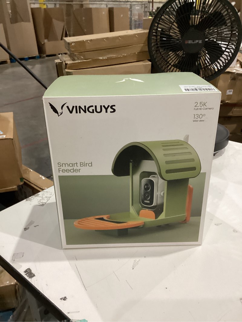 Condition photo showing New/Like New for VINGUYS® Bird Feeder with Camera, Smart Bird Feeder Camera AI Identifies 11,000+ Bird's Species, Auto-Capture 2.5K UHD Bird's Video, IP66 Waterproof Outdoor Solar Powered, Ideal Gift Green