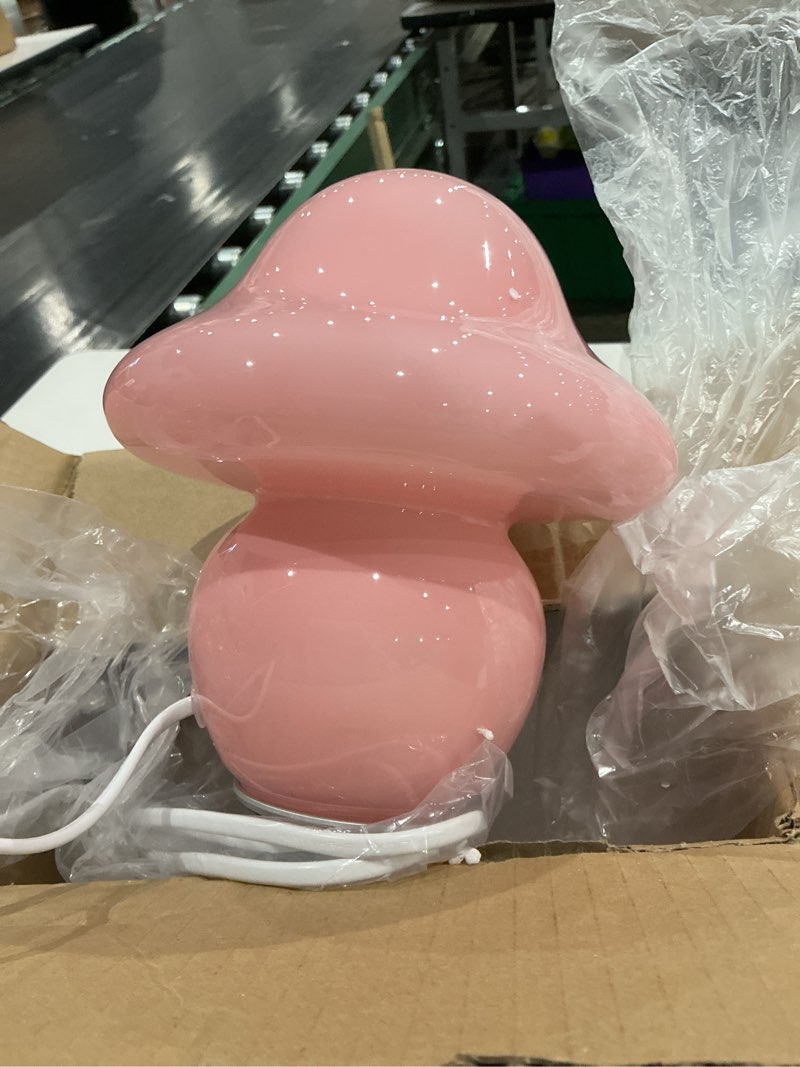 Condition photo showing Good Condition for mushroom lamp pink glass mushroom table lamp for bedrooms, living room, aesthetic lamps for bedroom, cute bedside lamp