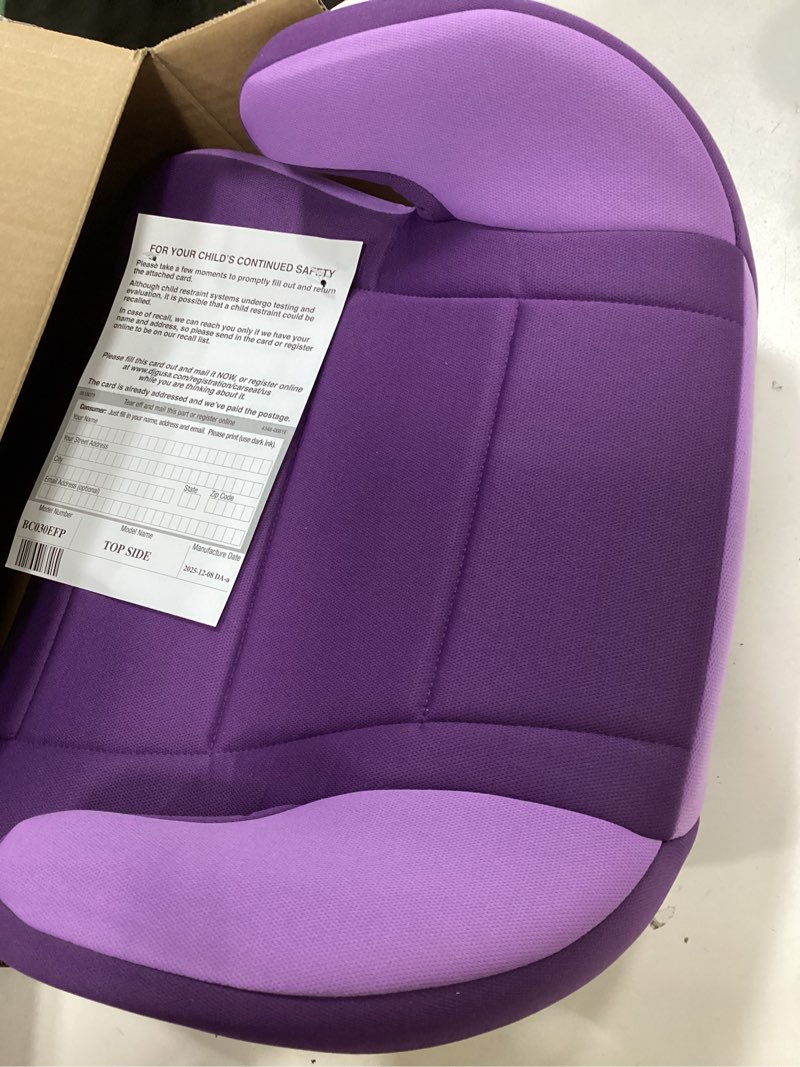 Condition photo showing New/Like New for cosco topside backless booster car seat, lightweight booster seats for cars 40-100 lbs, backless booster seat for car, grape grape 1 pack