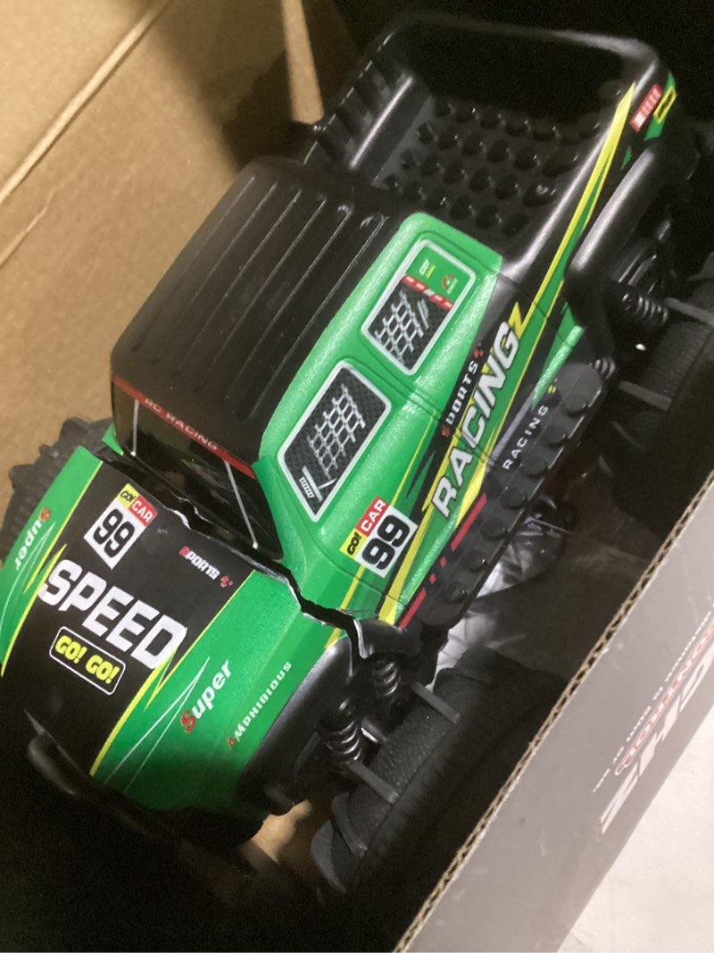 Condition photo showing Good Condition for rousky remote control amphibious monster truck, 2.4ghz dual control with watch & controller, 360° rotating rc car with led lights, racing green (green)
