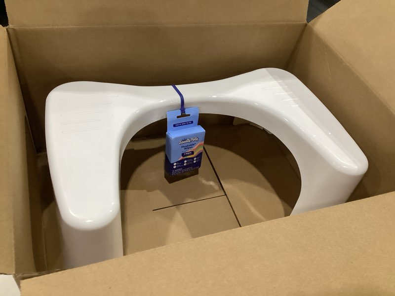 Condition photo showing As Is for Squatty Potty Simple Curve Bathroom Toilet Stool 7" White