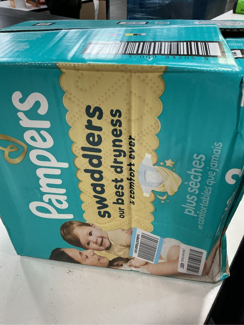 Condition photo showing New/Like New for pampers swaddlers diapers, size 2 (10-22 lbs), 148 count, absorbent, keeps baby dry and comfortable, skin safe disposable baby diaper size 2 148