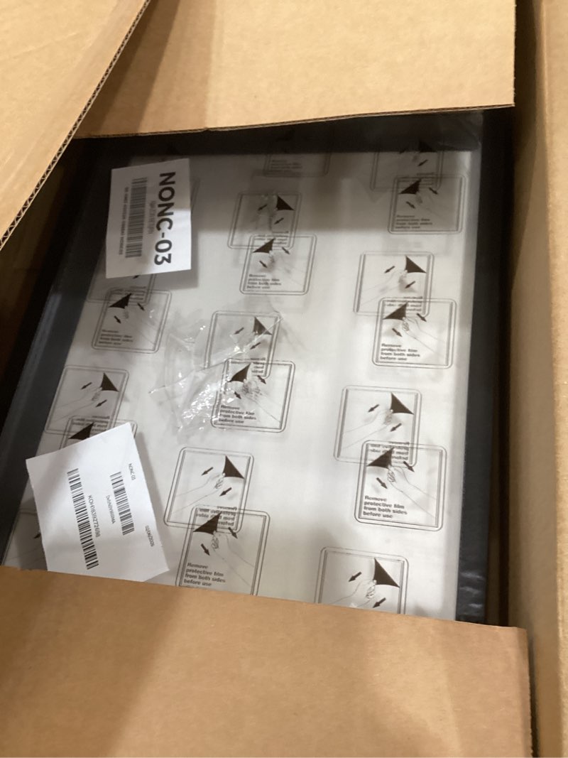 Condition photo showing As Is for Americanflat 12x16 Shadow Box Frame with Polished Plexiglass - Silhouette Collection - Large Shadow Box Display Case for Tabletop and Wall Display - Black with Soft Felt Back Black 12x16