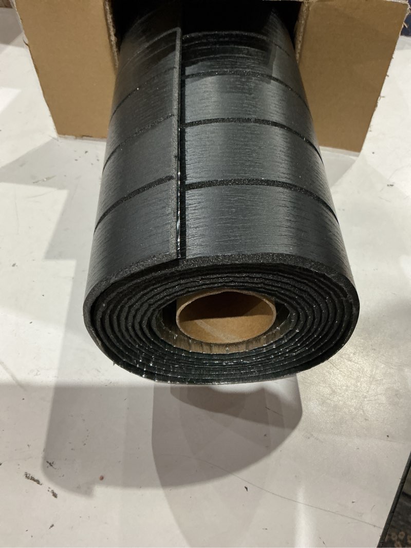 Condition photo showing As Is for yu li 3dh peel and stick pvc slat wall panel 118"x15.75" self-adhesive thick faux black wood grain wallpaper panel 3d soundproof wall panels for walls & ceilings 15.8" x 118" black