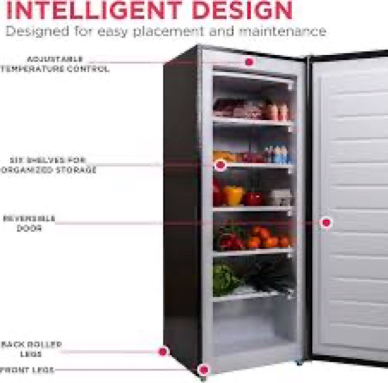 Frigidaire 6.5 Cu. Ft. Upright Freezer in a platinum design finish