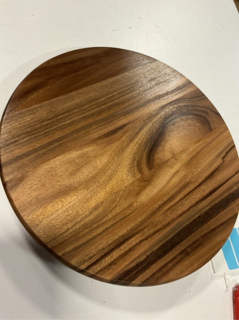 Condition photo showing Good Condition for Lipper International 1200 Acacia Natural Finish Grand 20" Turntable Lazy Susan for Table - Convenient & Stylish Acacia Wood Design for Family Dining, Pantry, Counter or Craft Room