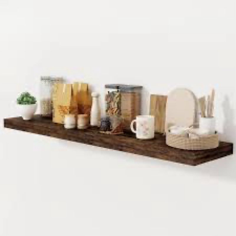 sumbame 55 inch long floating shelves for wall, rustic brown 12 in deep floating shelves, fireplace 