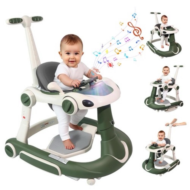 baby walker, 4-in-1 baby walker with wheels portable, foldable infant toddler walker for boys girls 