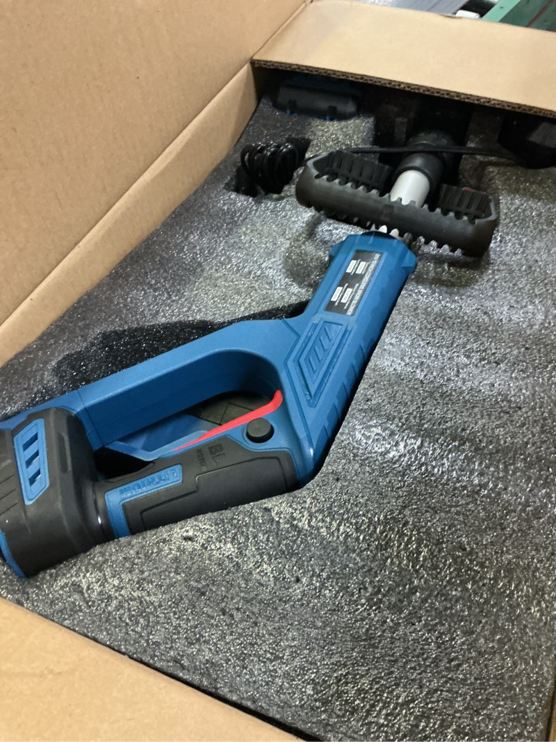 Condition photo showing Good Condition for Cordless Electric Snow Shovel Rake, 21V 12-Inch Brushless Battery Snow Blower with 4.0Ah & Fast Charger, 20FT Throw Distance, Compact Design, Adjustable Front Handle, for Driveway/Sidewalk – Blue