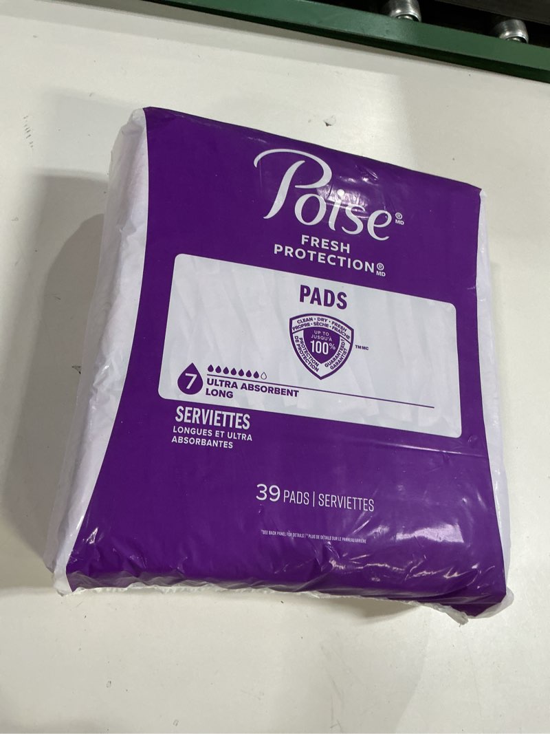 Condition photo showing New/Like New for (Incomplete)(39 pads 1 pack)Poise Incontinence & Postpartum Pads for Bladder Leaks, 7 Drop Ultra Absorbency, Long Length, 78 Count, Packaging May Vary Long 78