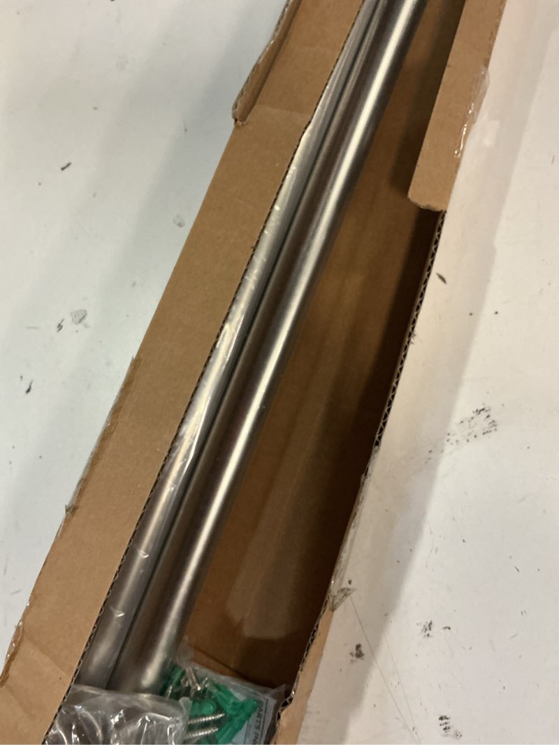 Condition photo showing New/Like New for ivilon drapery window curtain rod - end cap style design 1 inch pole. 72 to 144 inch color brushed nickel 72 to 144 in.