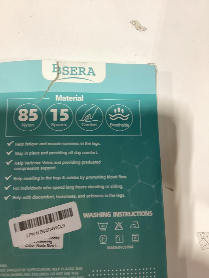 Condition photo showing New/Like New for 2 pairs sheer compression socks for women - 15-20 mmhg knee high sheer compression stockings for support circulation swelling edema work office travel, beige, large beige large