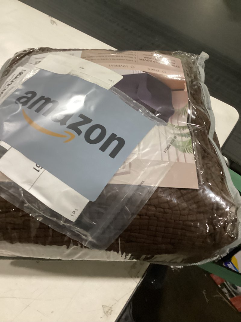 Condition photo showing As Is for Stretch Couch Cover Washable Sofa Slipcover Furniture Protector with Non Skid Foam and Elastic Bottom for Kids, Dog(Large/Chocolate) Chocolate Large