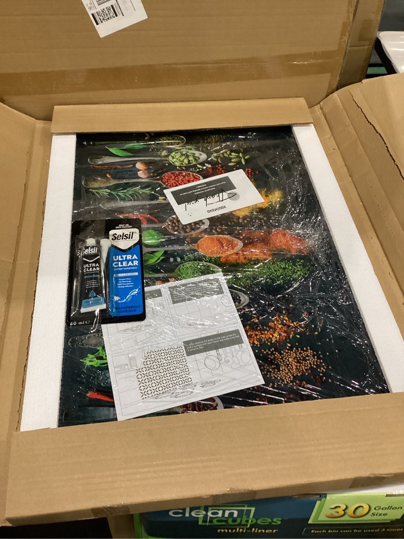 Condition photo showing Good Condition for Tempered Glass Kitchen Backsplash, Stove Back Cover, Stove Splashback, Cutting Board, Kitchen Decor Tile, Home Wall Decor (14x30'')