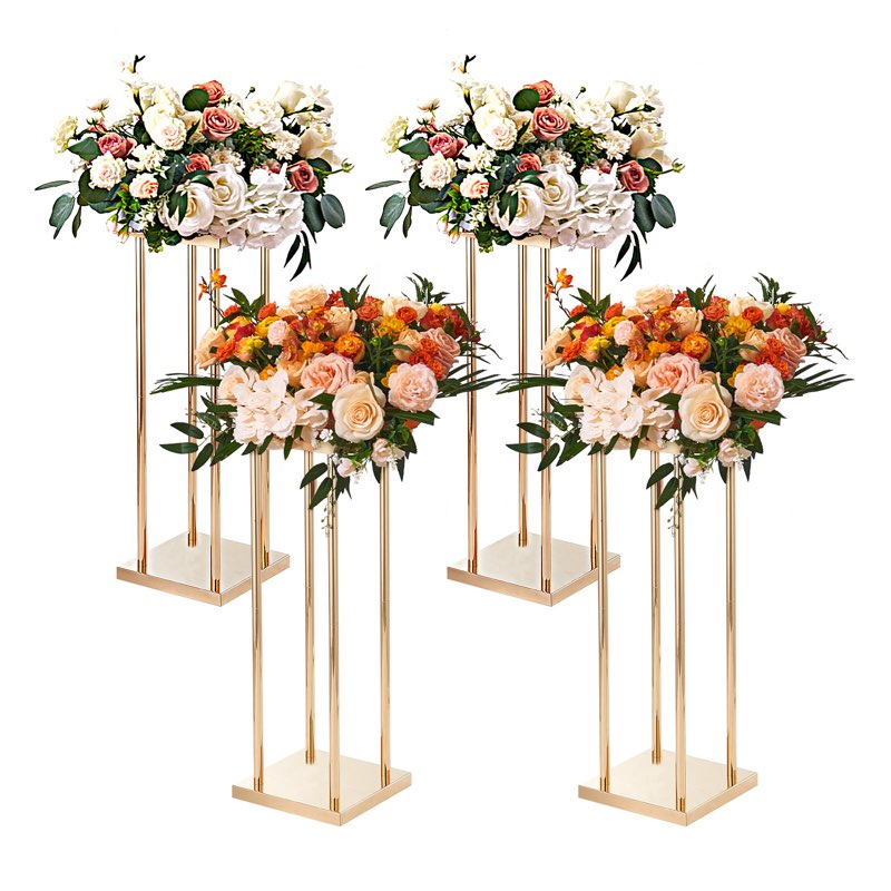  VEVOR 4pcs Gold Metal Column Wedding Flower Stand 23.6inch ser of 4