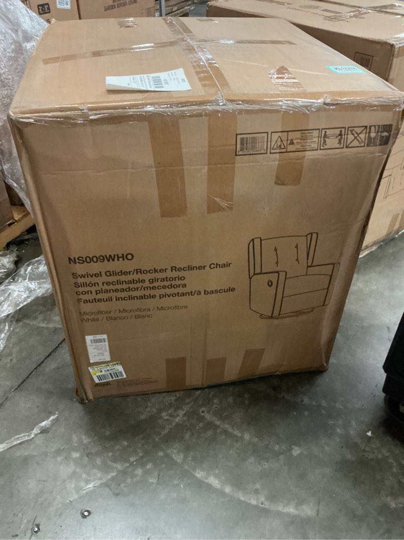 Condition photo showing New/Like New for baby relax mikayla 4-in-1 nursery swivel recliner glider, white