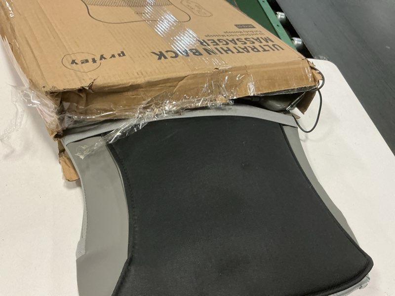 Condition photo showing As Is for Back Massager, Rolling Up and Down Back Massager with Heat, Back Massage 4D Kneading for Pain Relief Deep Tissue, Ultrathin Shoulder Massager Gift for Women Men Parents Christmas, Grey