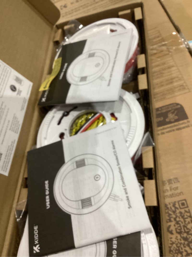 Condition photo showing As Is for Kidde Hardwired Smoke & Carbon Monoxide Detector for Home, Voice Alerts, 2 AA Battery Backup, 3-Pack 3 Pack 30CUAR-V
