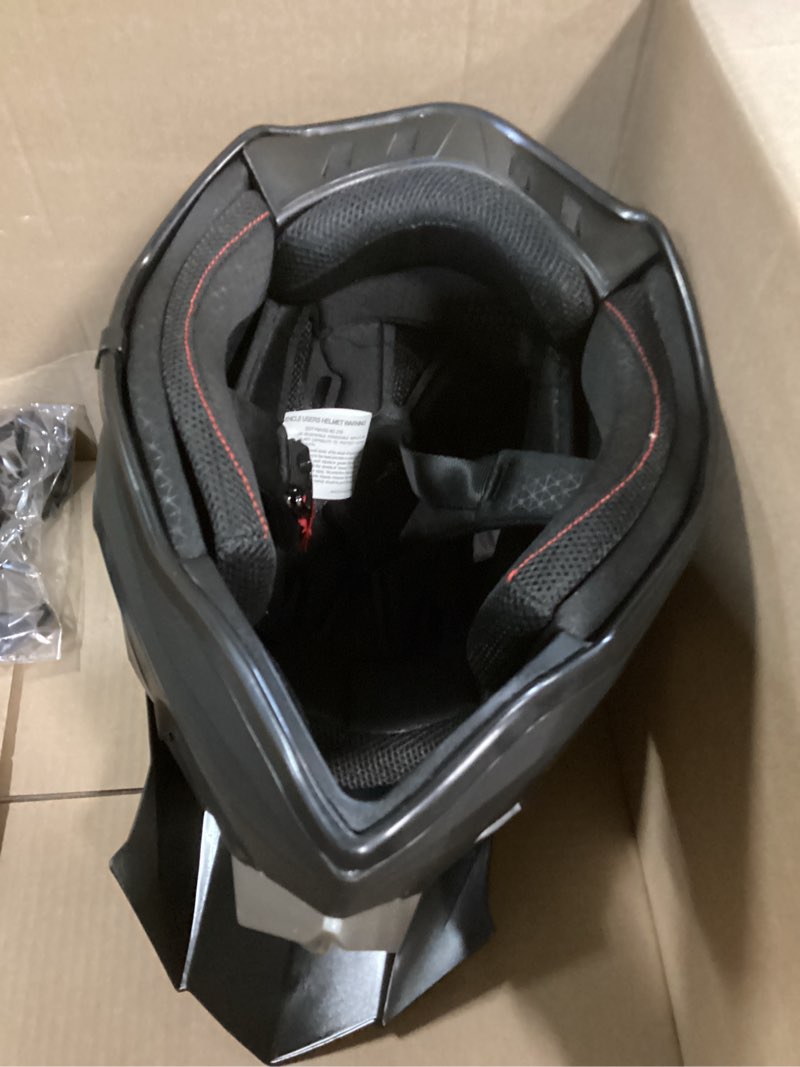 Condition photo showing Good Condition for adult motocross dirt bike helmet with goggles, gloves & mask dirt bike atv helmet for unisex-adult men women adjustable sun visor dot/fmvss-218 off-road motorcycle helmet utv helmet downhill matte black-188 medium (57-58 cm)