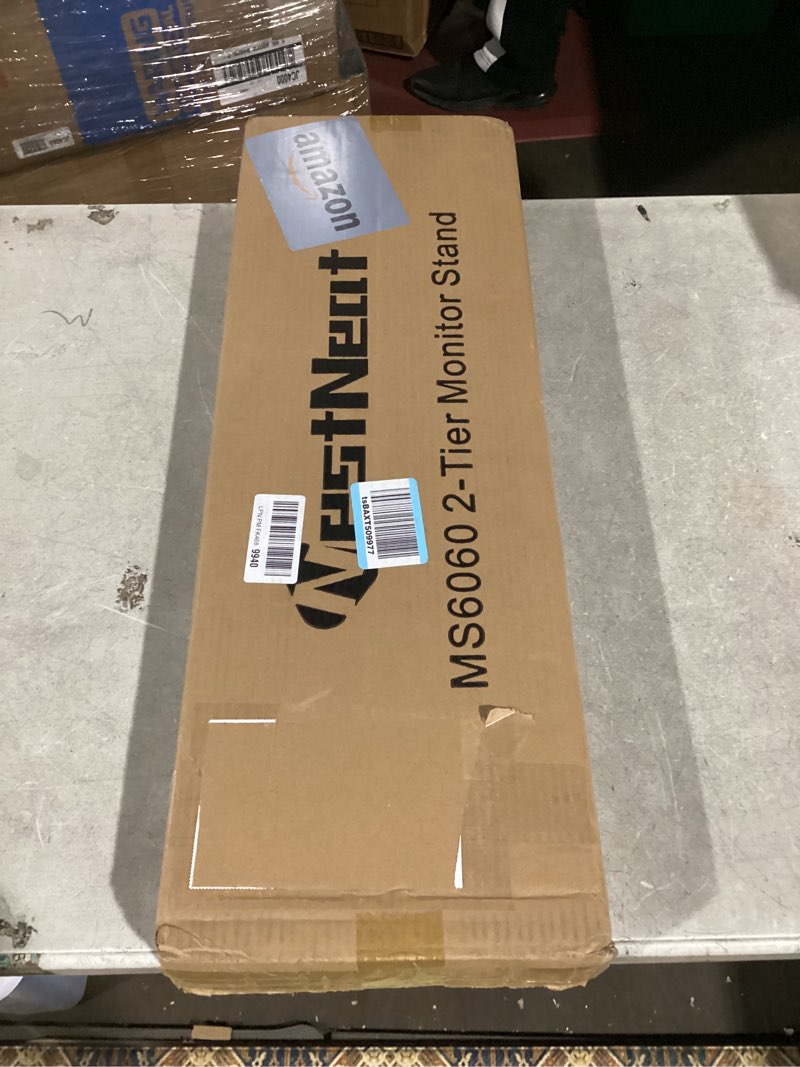 Condition photo showing Good Condition for Monitor Stand Riser, 24 Inch Computer Monitor Stand for Desk, 2-Tier Wood Desk Shelf Organizer with Storage, Desktop Stand for Laptop/Screen/PC/Printer, Ergonomic Home Office Monitor Stand Black Walnut 23.6in