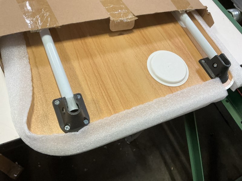 Condition photo showing Good Condition for foldable laptop table, portable lap desk bed table tray, laptop stand with cup holder & tablet slot & lifting handle for working writing drawing & eating (wood)
