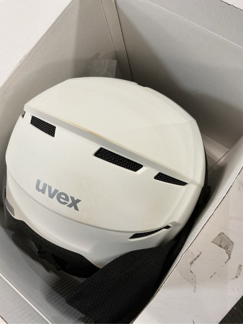 Condition photo showing As Is for uvex Instinct Visor - Adjustable ski & Snowboard Helmet with Integrated Visor for Women & Men white/black matte MEDIUM (22 - 22 5/6 in)