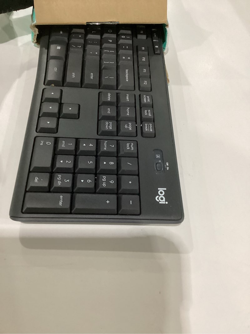 Condition photo showing As Is for logitech mk295 wireless mouse & keyboard combo with silenttouch technology, full numpad, advanced optical tracking, lag-free wireless, 90% less noise - graphite
