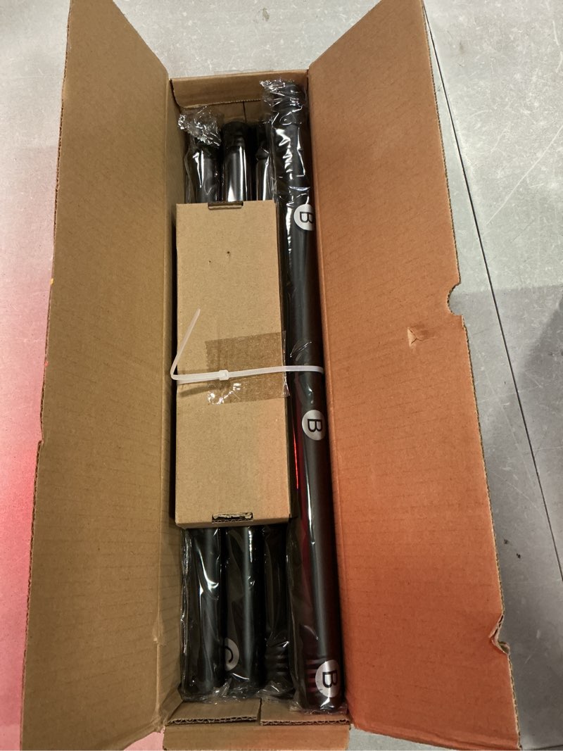 Condition photo showing New/Like New for curtain rods 48 to 84 inch, black 1 inch adjustable heavy duty curtain rods for windows, decorative modern window treatment rod, telescopic splicing metal drapery pole, easy installation black 36''-88'' (1 pack)